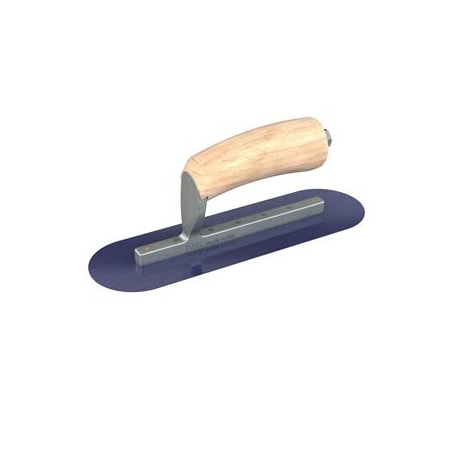 Bon Tool Blue Steel Finishing Trowel - Round End - 10" x 3" with Camel Back Wood Handle 66-147